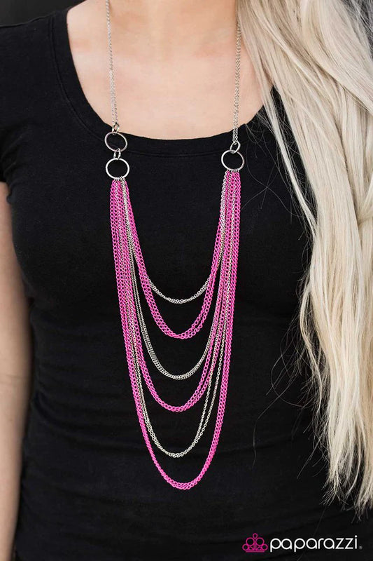 Paparazzi Necklace ~ A For Asymmetrical - Pink