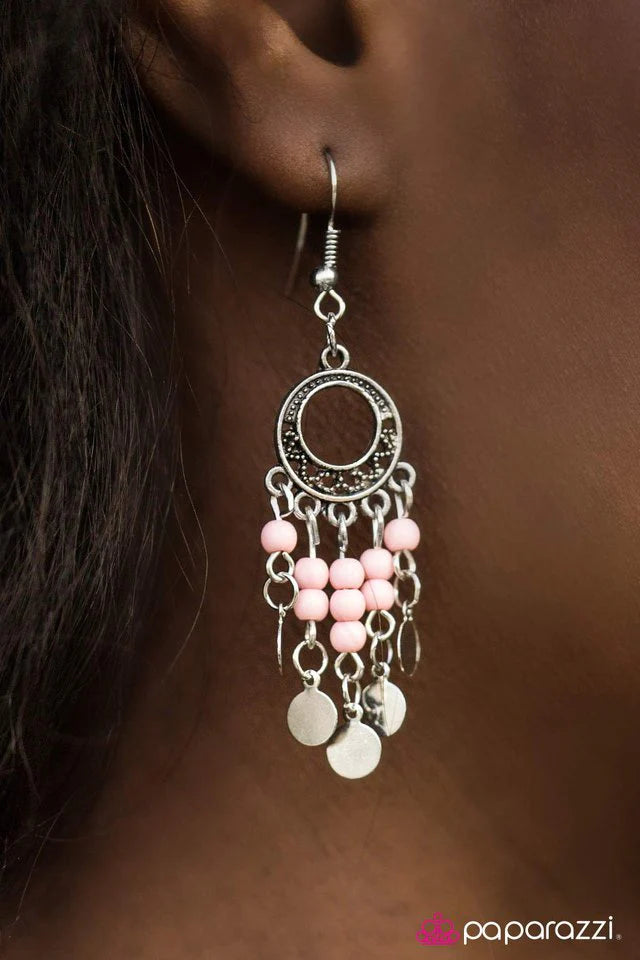 Paparazzi Earring ~ Gypsy Jamboree - Pink