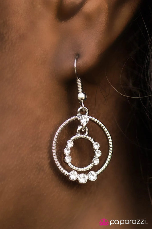 Paparazzi Earring ~ On The Bubble - White