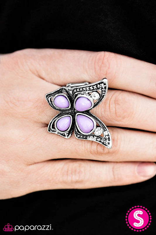 Paparazzi Ring ~ Fly As A Butterfly - Purple