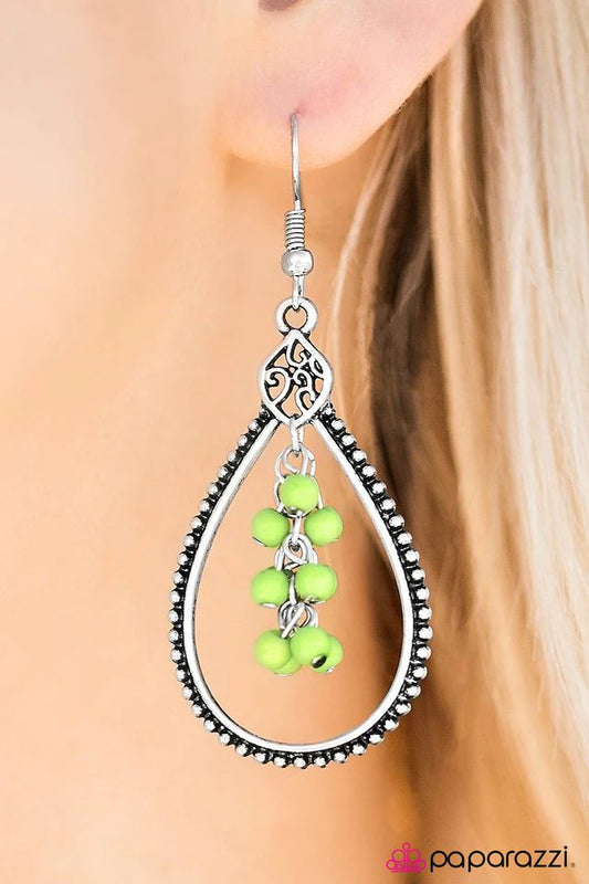 Paparazzi Earring ~ Right As Rain - Green