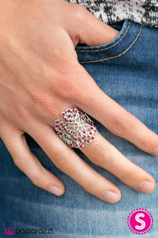 Paparazzi Ring ~ Heart Happenstance - Red