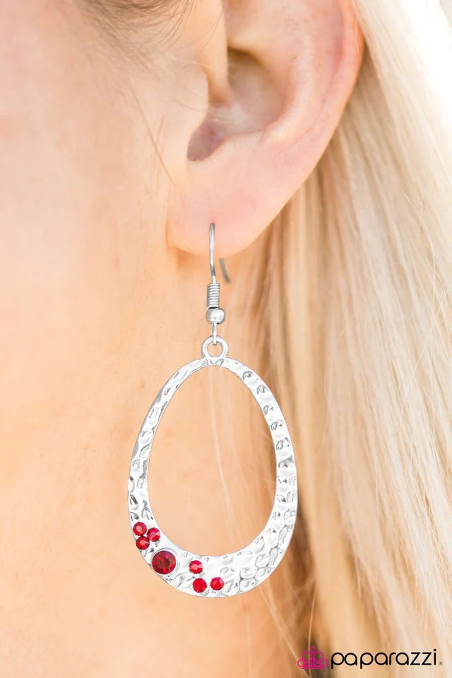 Paparazzi Earring ~ Party Over Here - Red