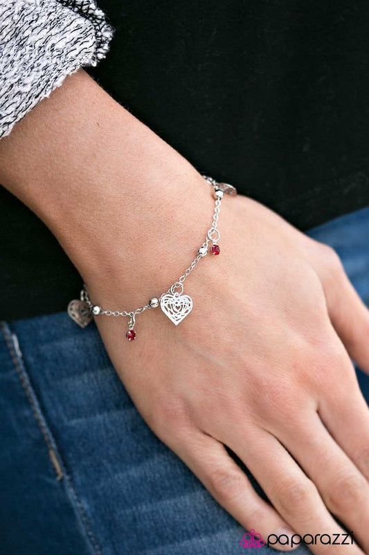 Paparazzi Bracelet ~ Foolish Hearts - Red