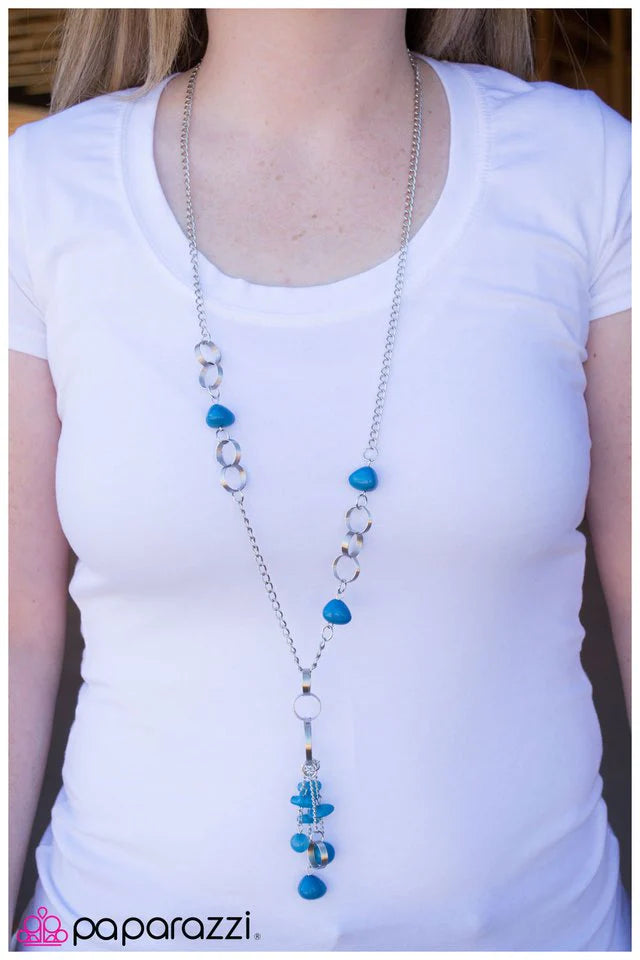 Paparazzi Necklace ~ Piece of Mind - Blue