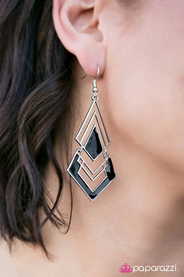 Paparazzi Earring ~ Modern Mosaic - Black