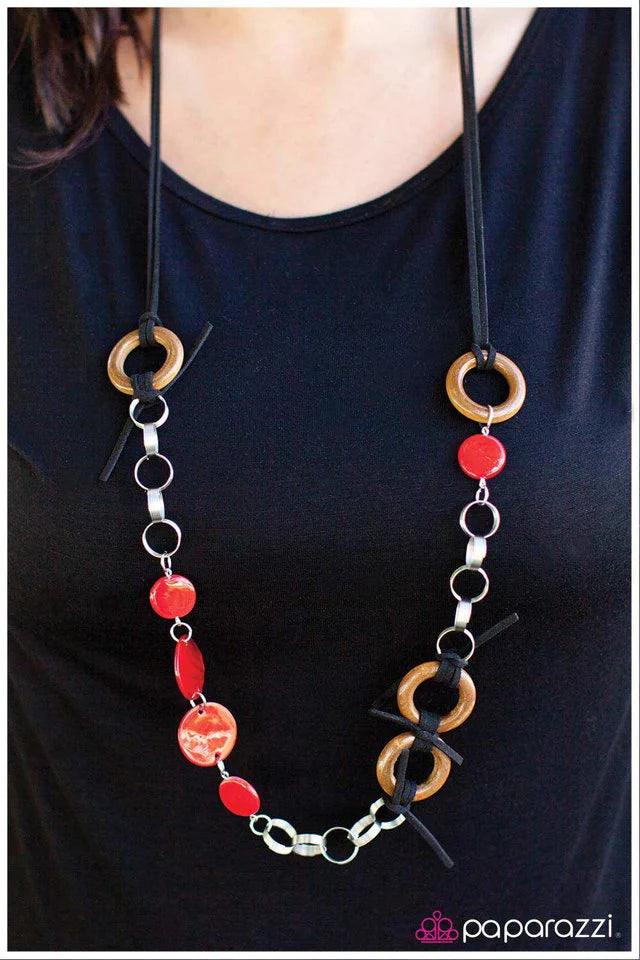 Paparazzi Necklace ~ Tied Me Over - Red