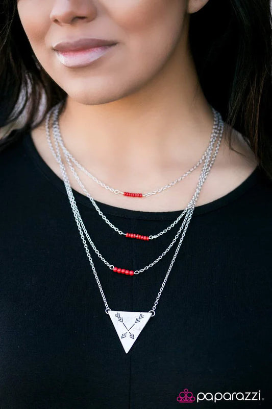 Paparazzi Necklace ~ Archer - Red