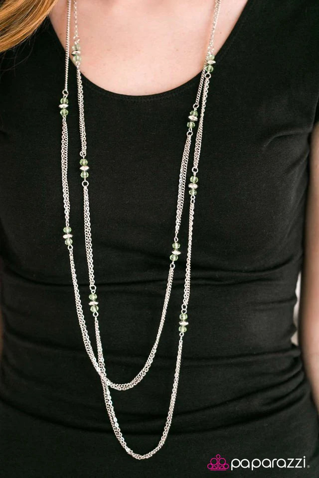 Paparazzi Necklace ~ Glass Half FANCIFUL - Green