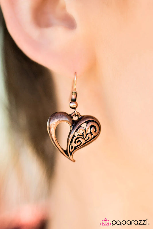 Paparazzi Earring ~ How Heartwarming  - Copper