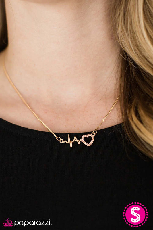 Paparazzi Necklace ~ HEARTBEAT Street  - Gold