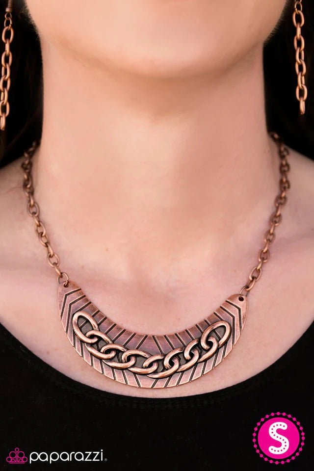 Paparazzi Necklace ~ Keep It Under Lock - Copper