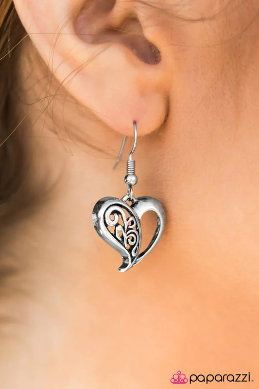 Paparazzi Earring ~ How Heartwarming - Silver