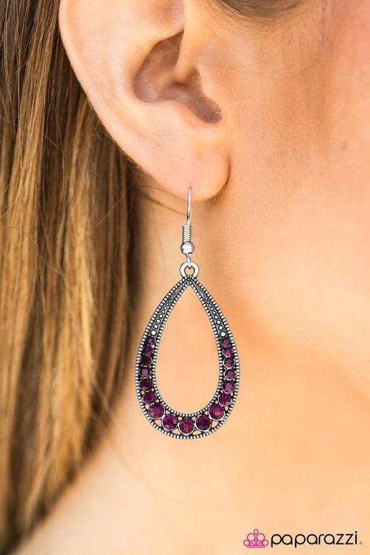 Paparazzi Earring ~ Cloudy With A Chance of SPARKLE - Purple