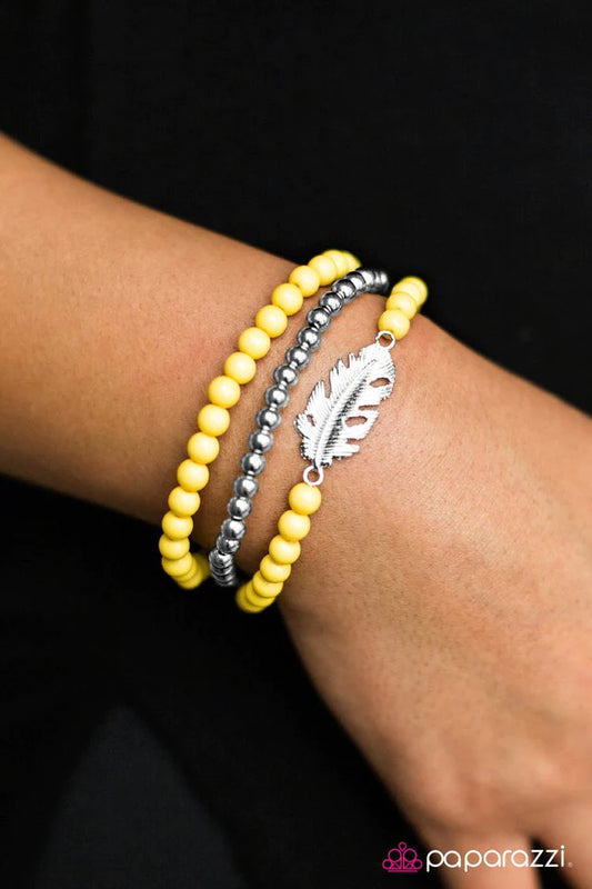 Paparazzi Bracelet ~ Round The FLOCK - Yellow