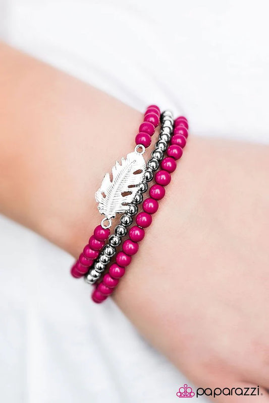 Pulsera Paparazzi ~ Round The FLOCK - Rosa