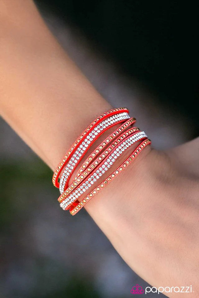 Paparazzi Bracelet ~ Stop, Drop, and Sparkle - Orange