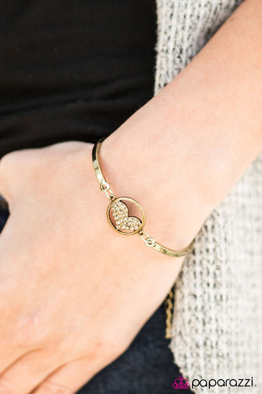 Paparazzi Bracelet ~ HEART Knock Life - Brass