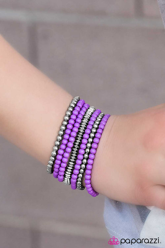 Paparazzi Bracelet ~ The BEAD Goes On - Purple