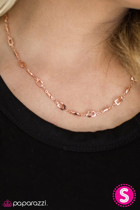 Paparazzi Necklace ~ SQUARE She Goes Again - Copper