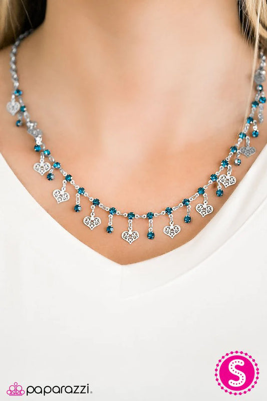 Paparazzi Necklace ~ With Open Hearts - Blue