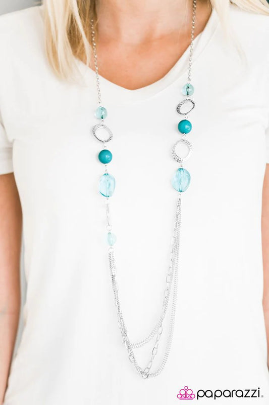 Paparazzi Necklace ~ Sassy and Glassy - Blue