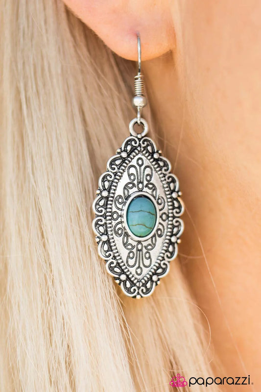 Paparazzi Earring ~ Trail Queen  - Blue