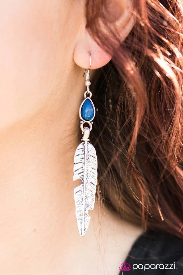 Paparazzi Earring ~ FLIGHT Night - Blue