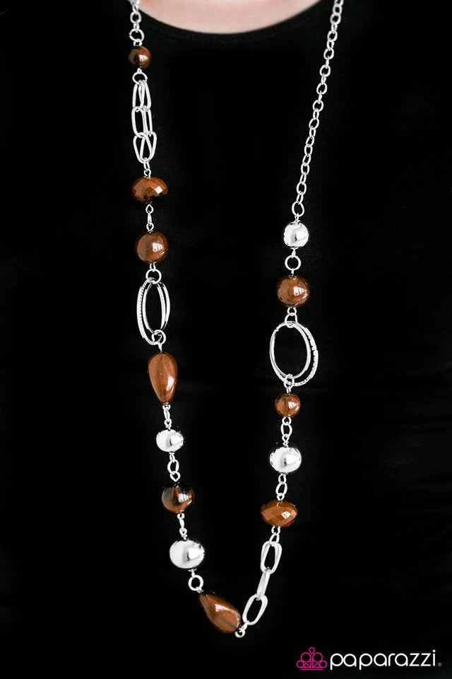 Paparazzi Necklace ~ Glam Grotto - Brown