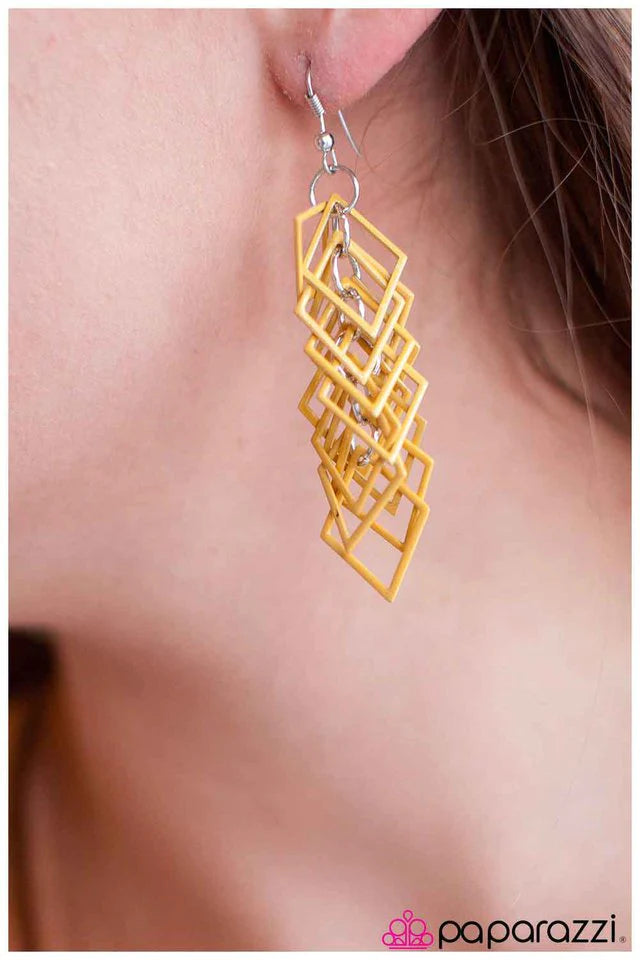 Paparazzi Earring ~ Shape Up - Yellow