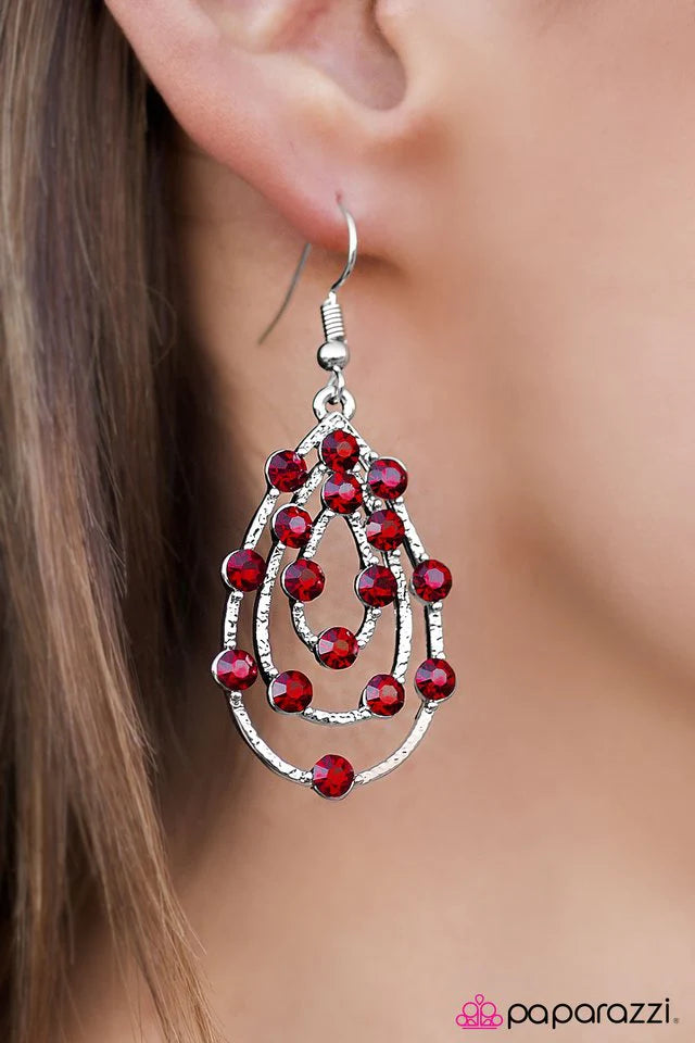 Paparazzi Earring ~ Tempting Tempest - Red