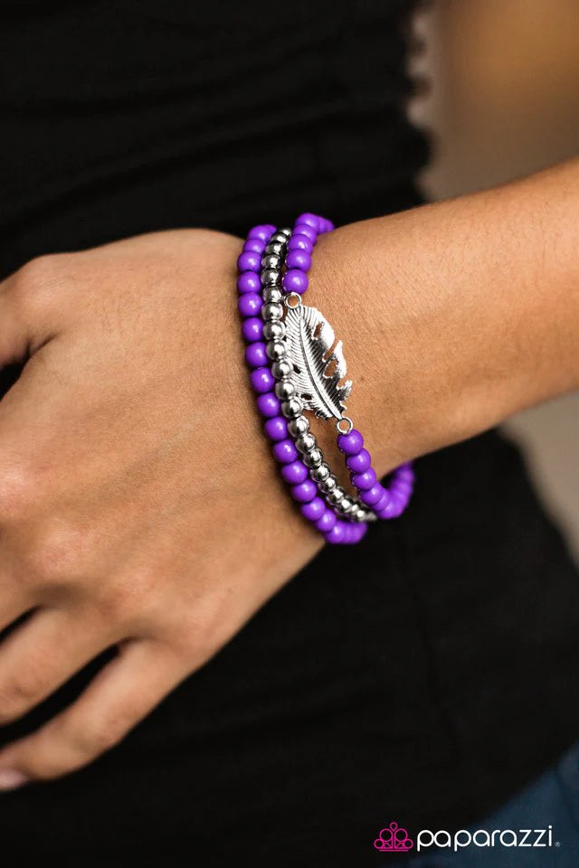 Paparazzi Bracelet ~ Round The FLOCK - Purple