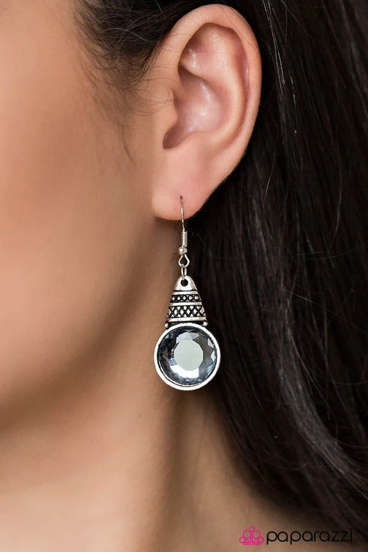 Paparazzi Earring ~ A Touch Of GLASS - Silver