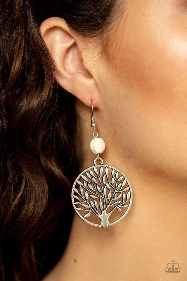 Paparazzi Earring ~ Bountiful Branches - White