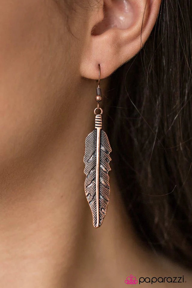 Paparazzi Earring ~ Go Fly - Copper