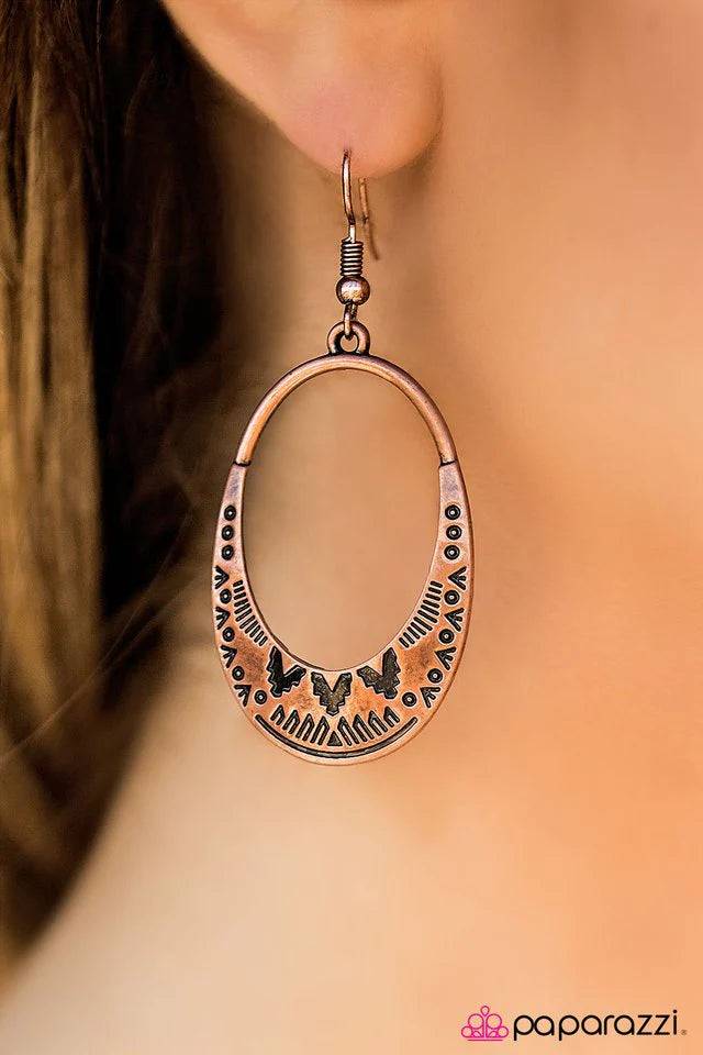 Paparazzi Earring ~ Santa Fe Sunsets - Copper