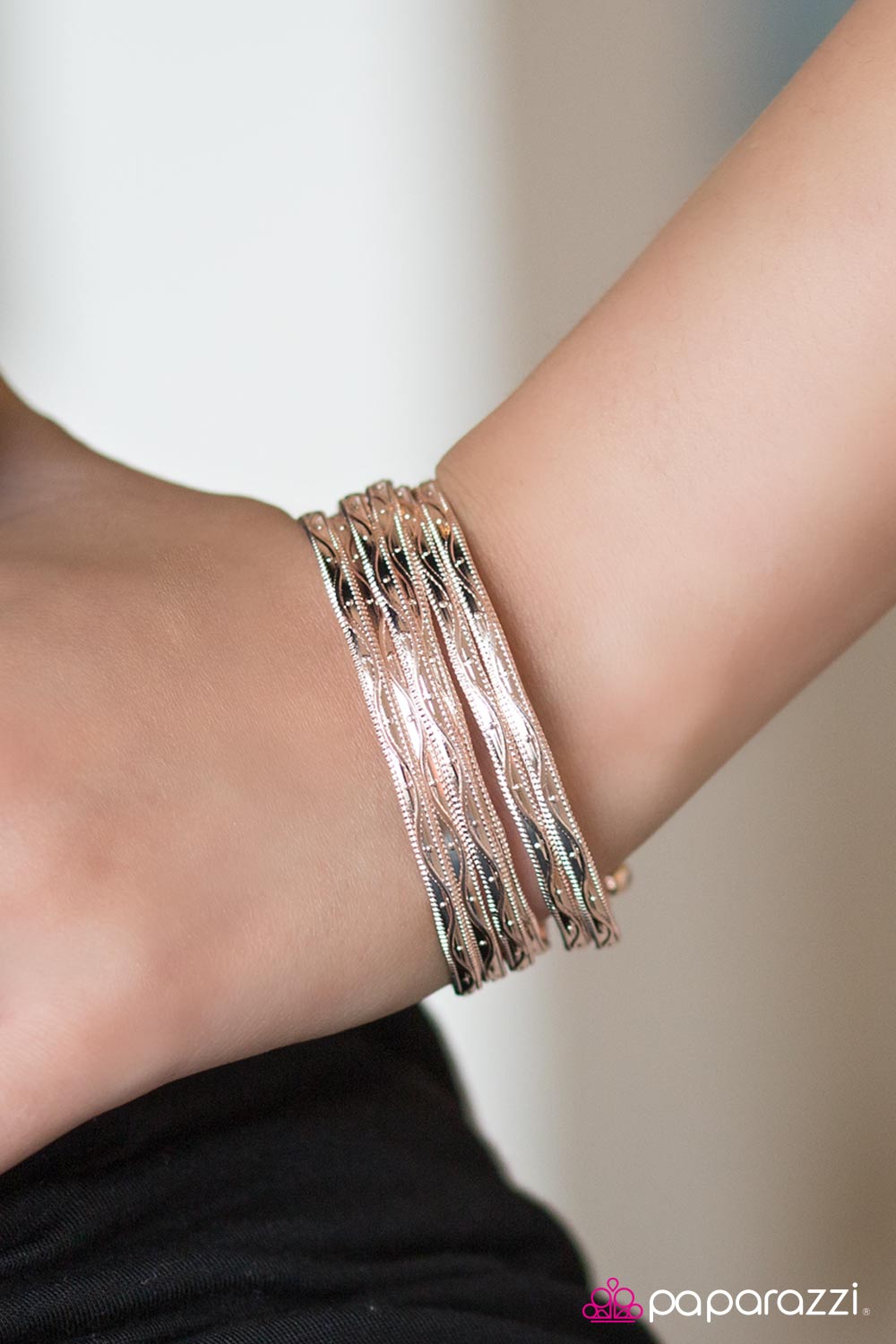 Paparazzi Bracelet ~ River Dance - Rose Gold