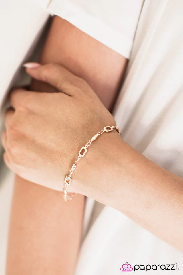 Paparazzi Bracelet ~ Ill Be SQUARE - Rose Gold