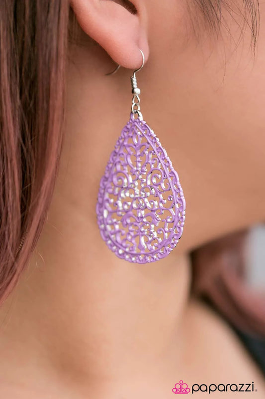 Paparazzi Earring ~ Spring Rain - Purple