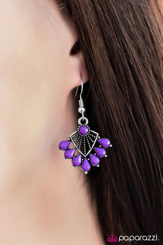 Paparazzi Earring ~ Find Me Under The Palms - Purple