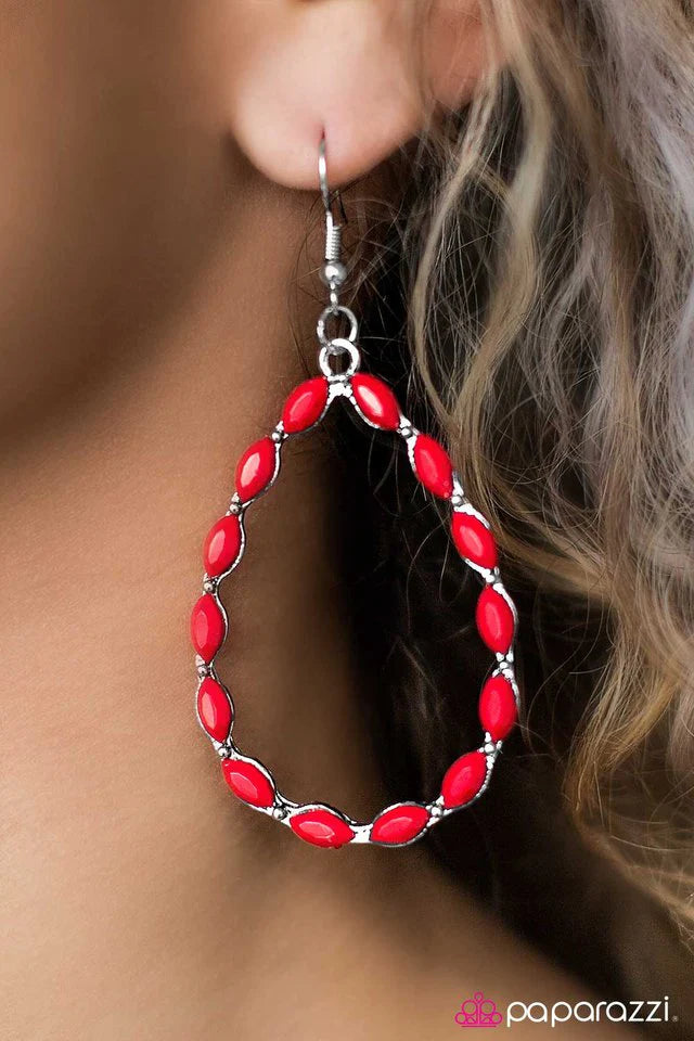 Paparazzi Earring ~ Sometimes, All You Need Is Color - Red