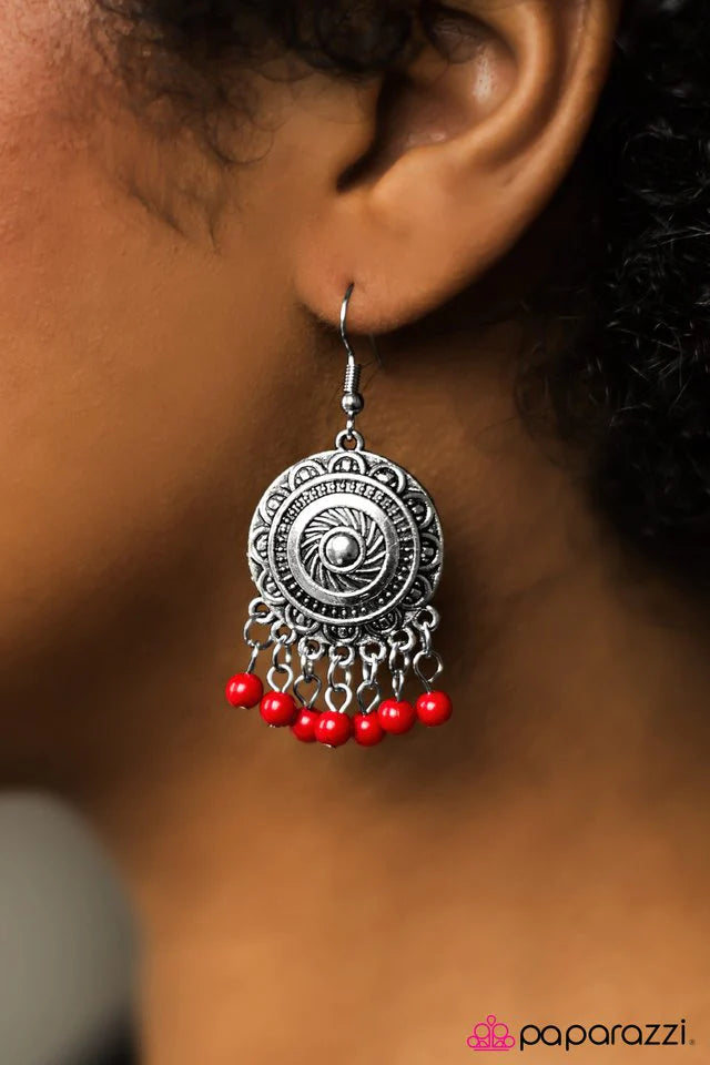 Paparazzi Earring ~ SOL What? - Red