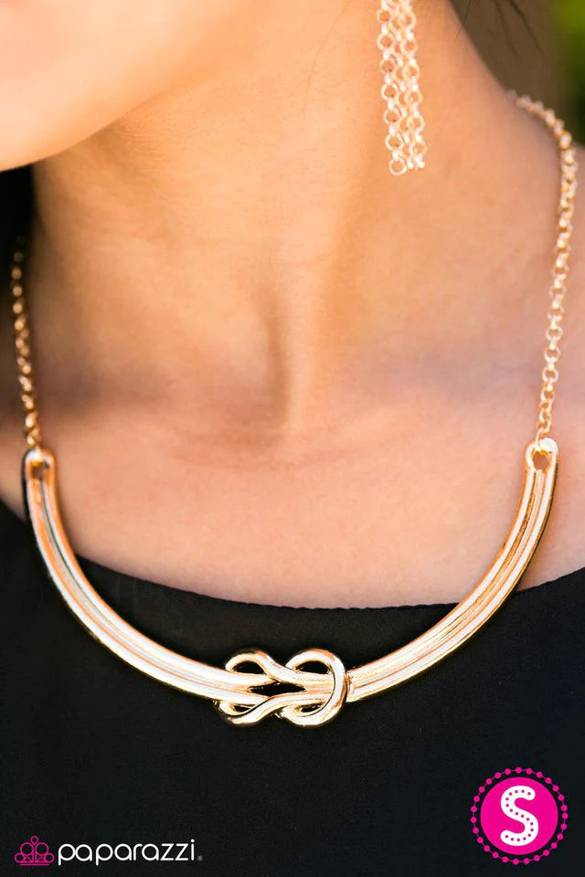 Paparazzi Necklace ~ Whats KNOT To Like? - Gold