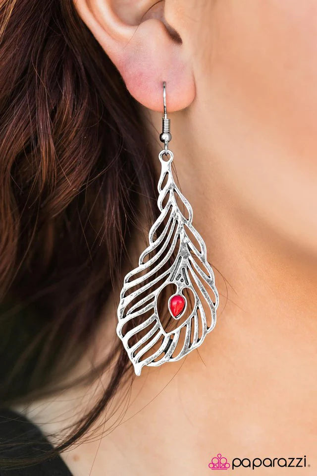 Paparazzi Earring ~ Let Your Heart Soar - Red