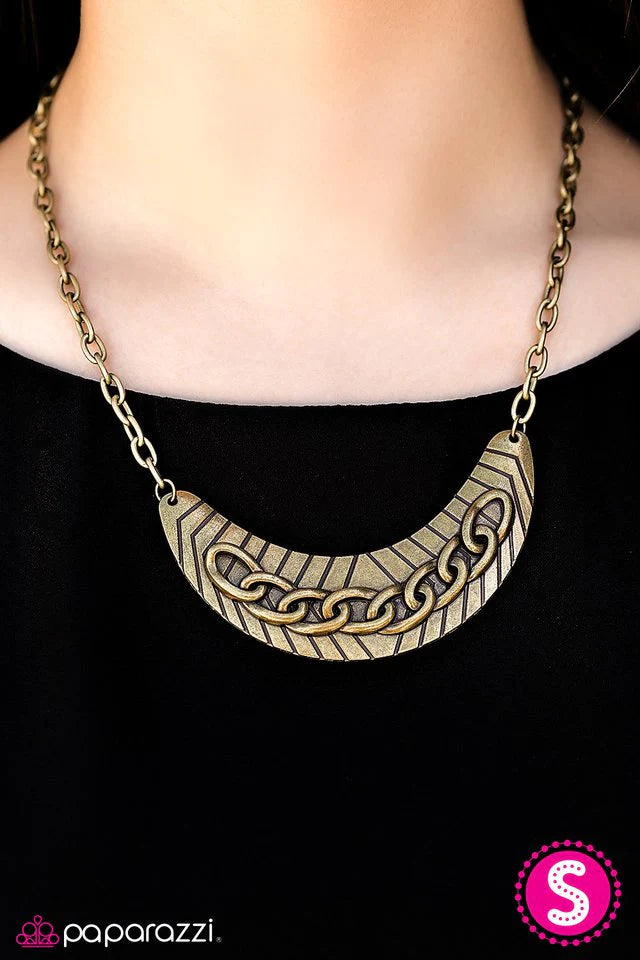 Paparazzi Necklace ~ Keep It Under Lock - Brass