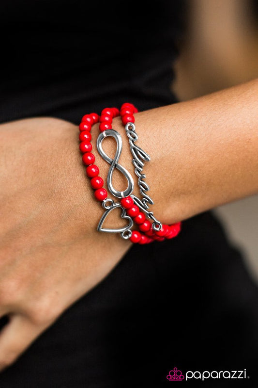 Paparazzi Bracelet ~ Forever In Fashion - Red
