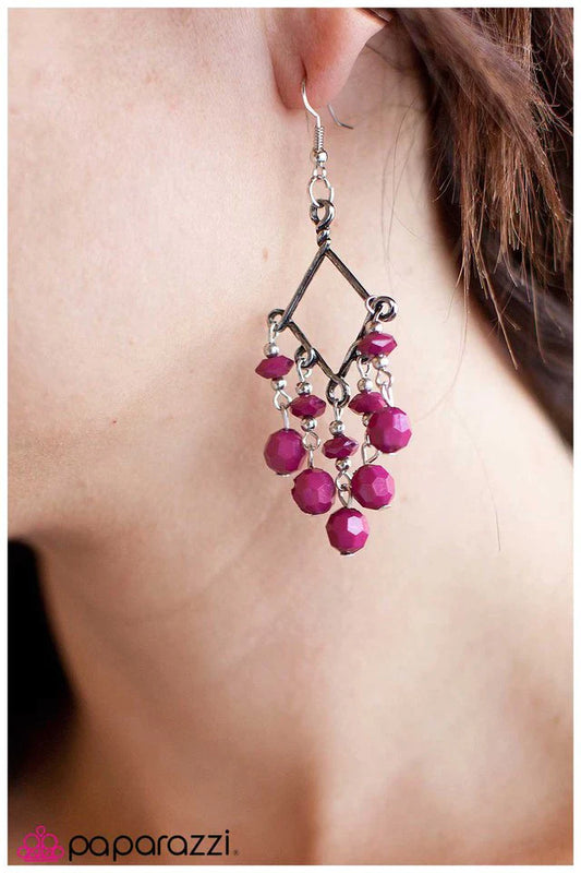 Paparazzi Earring ~ Dipped in Decadence - Pink