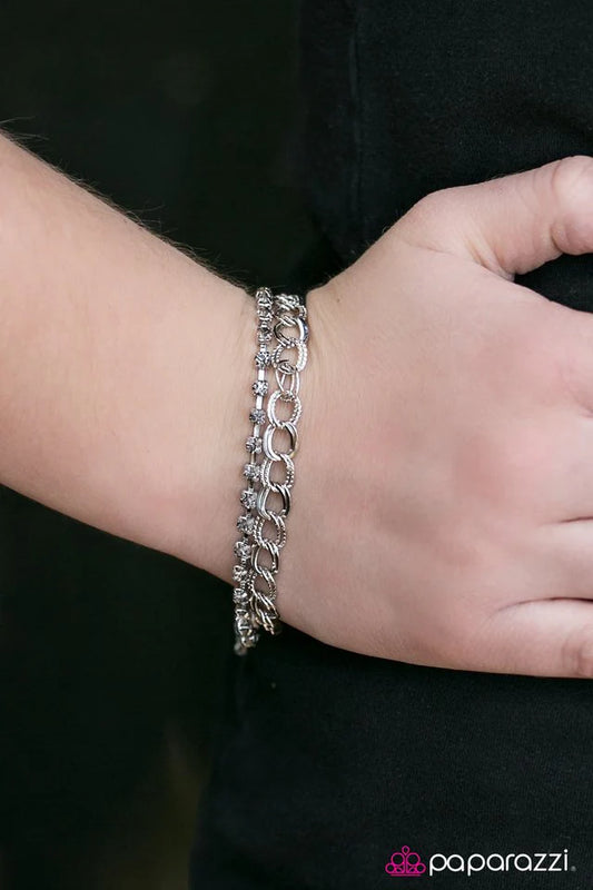 Pulsera Paparazzi ~ Double Time - Plata