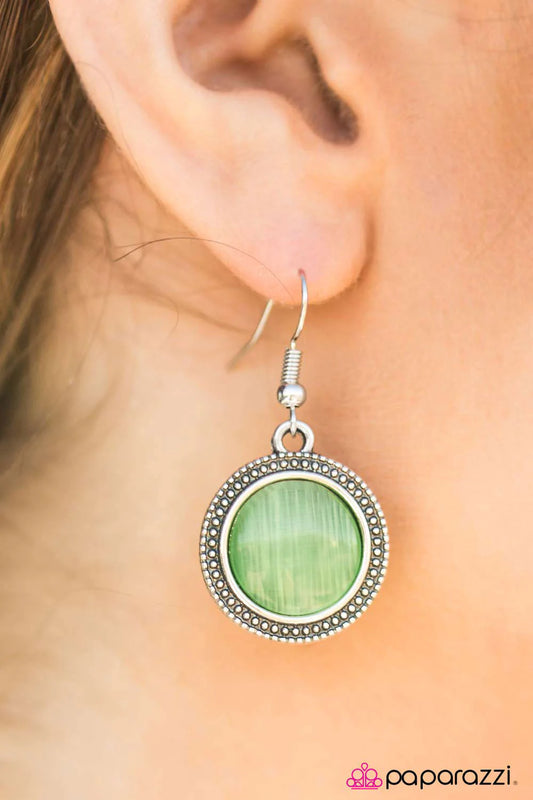 Paparazzi Earring ~ See You MOON - Green