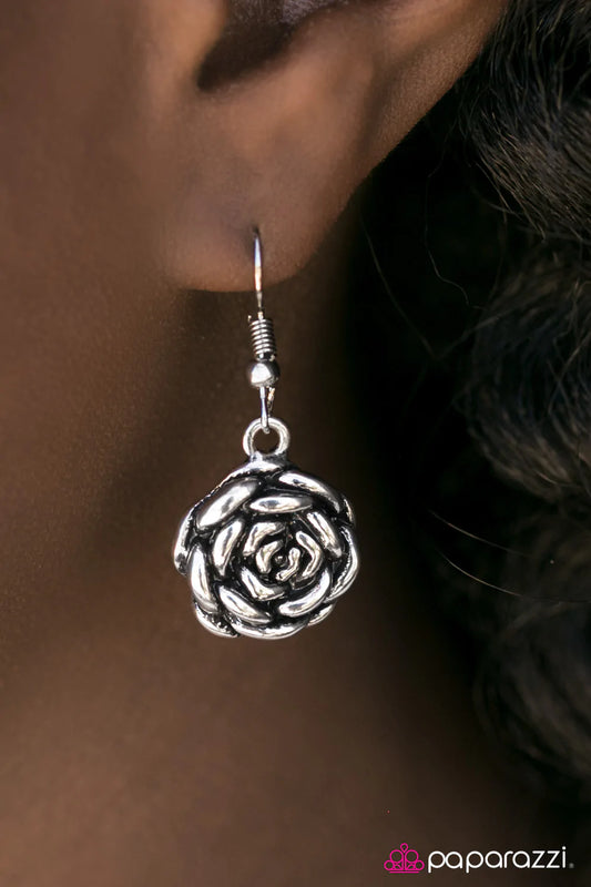 Paparazzi Earring ~ Just GROW With It  - Silver